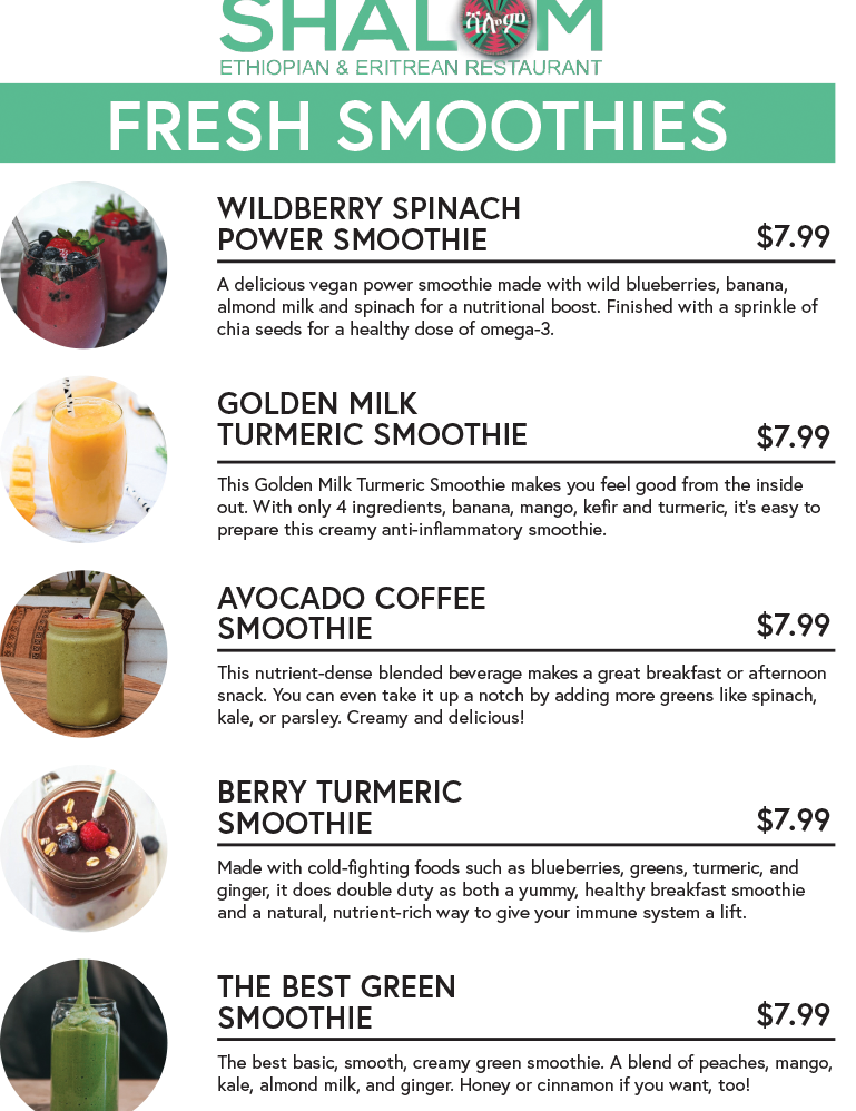 Menu Shalom Ethiopian & Eritrean Restaurant-1